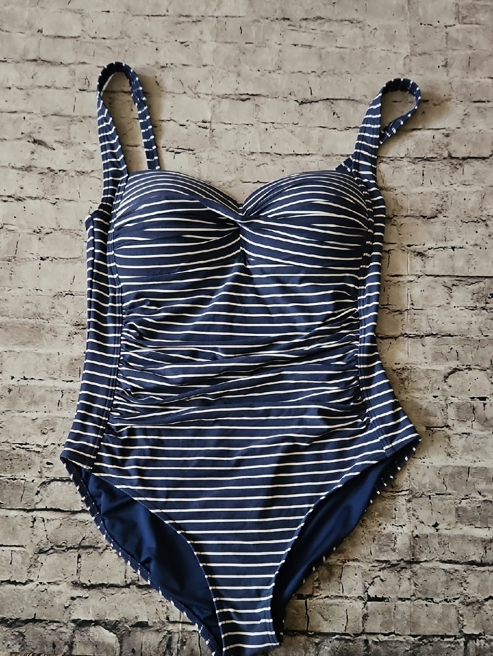 Niptuck blue stripe onepiece multi fit cup swimsuit size 8